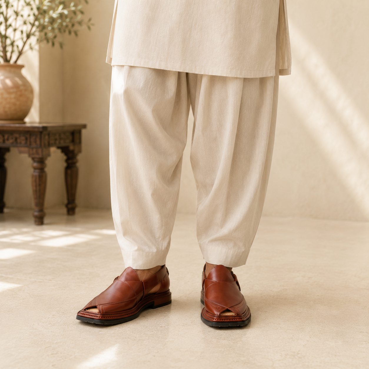 Royal Chestnut™ Premium Leather Peshawari Chappal