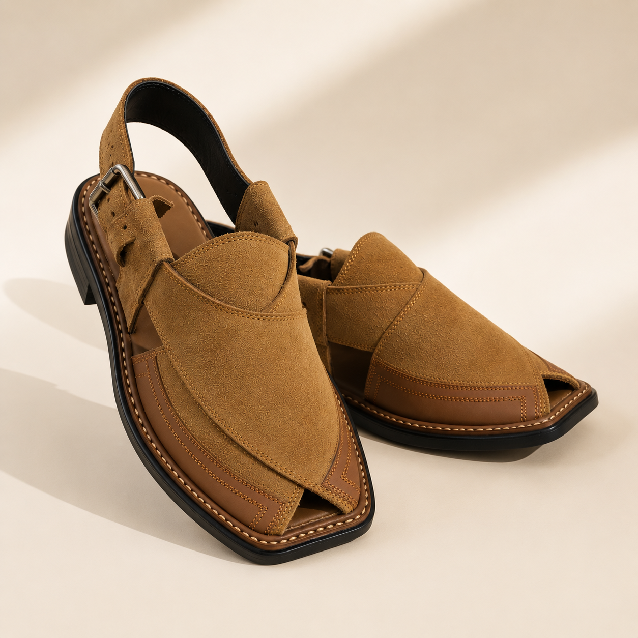 Desert™ Tan Suede Leather Peshawari Chappal