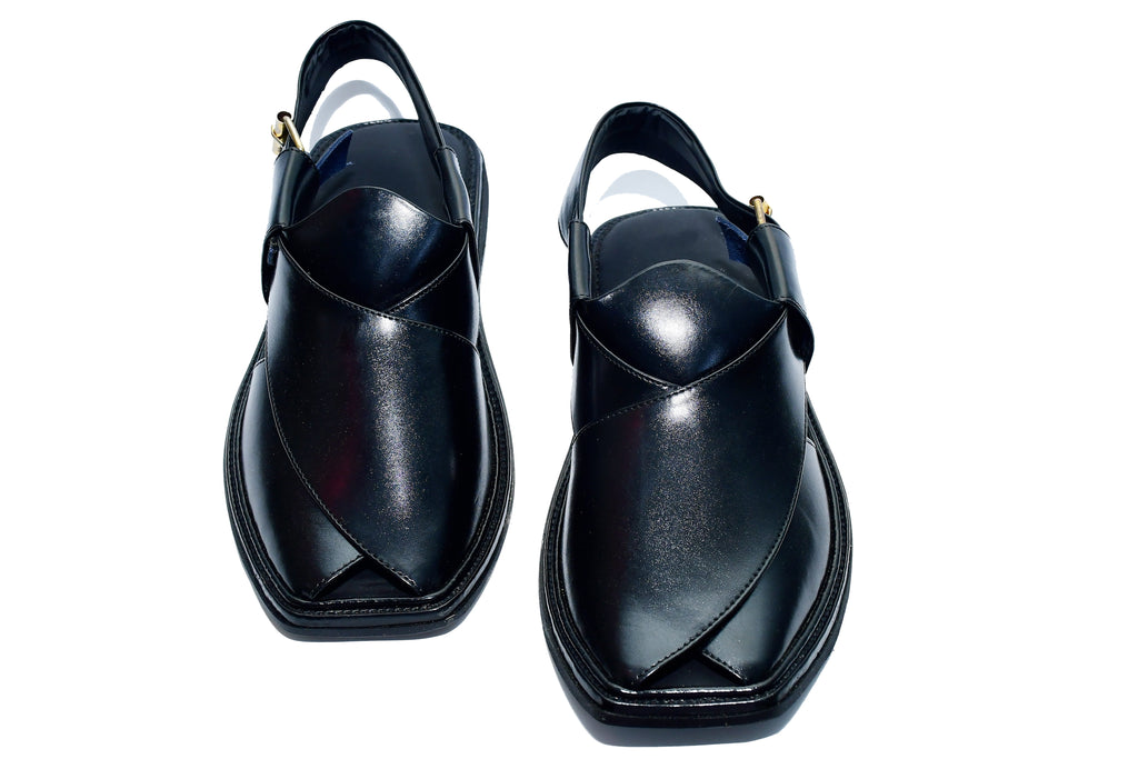 Smart Zalmi Premium Handwoven Leather Peshawari Chappal for Men Black