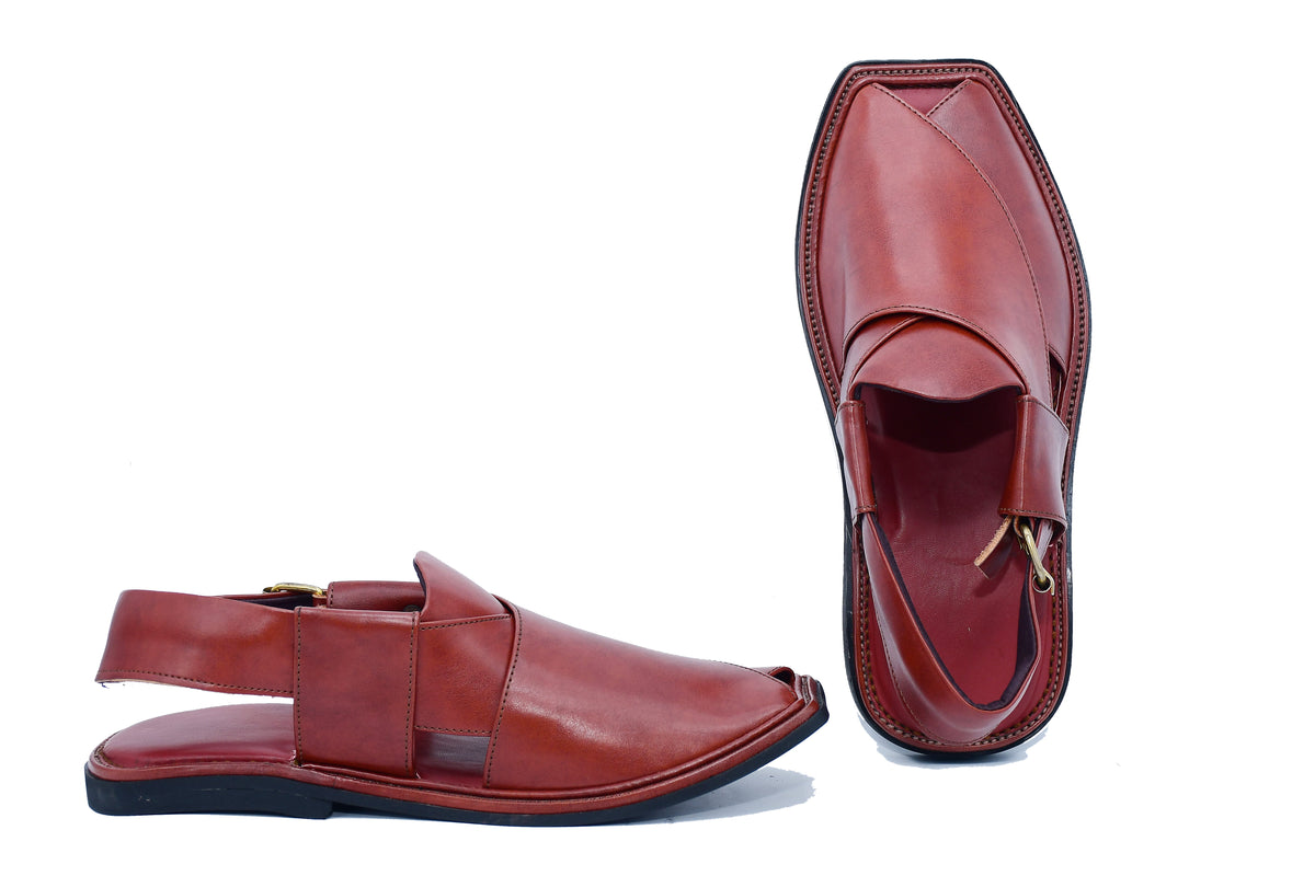 Smart Zalmi Classic Walnut™ Premium Leather Peshawari Chappal Red