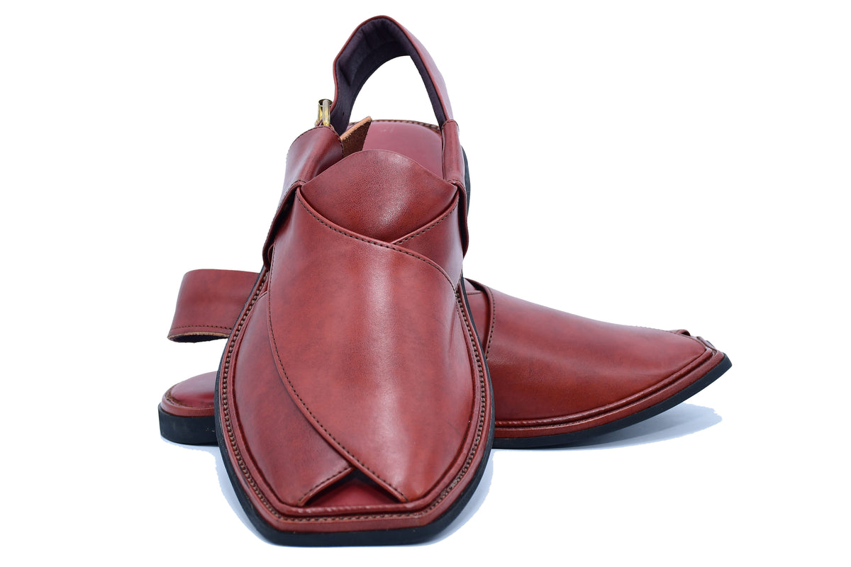 Smart Zalmi Classic Walnut™ Premium Leather Peshawari Chappal Red