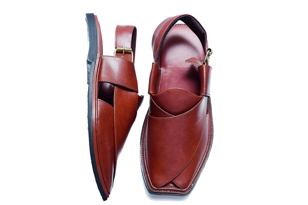 Smart Zalmi Classic Walnut™ Premium Leather Peshawari Chappal Red