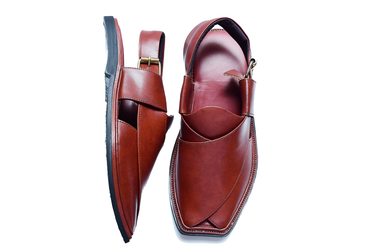 Smart Zalmi Classic Walnut™ Premium Leather Peshawari Chappal Red