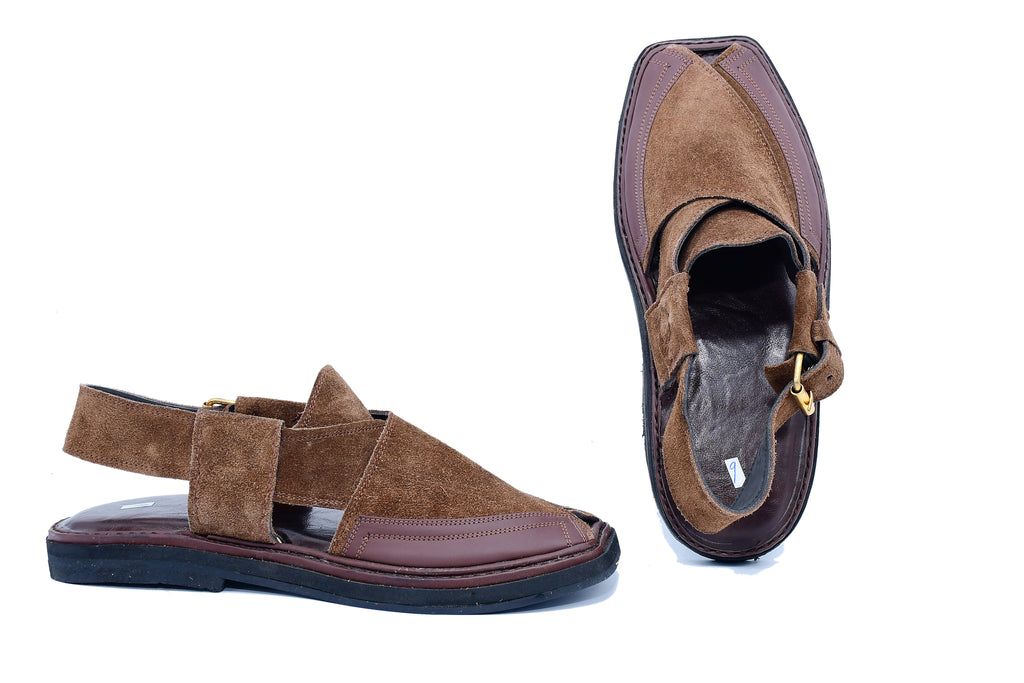 Soude Medium Sole Peshawari Chappal For Men Dark Brown