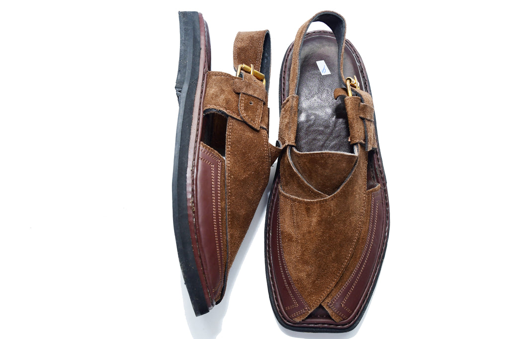Soude Medium Sole Peshawari Chappal For Men Dark Brown
