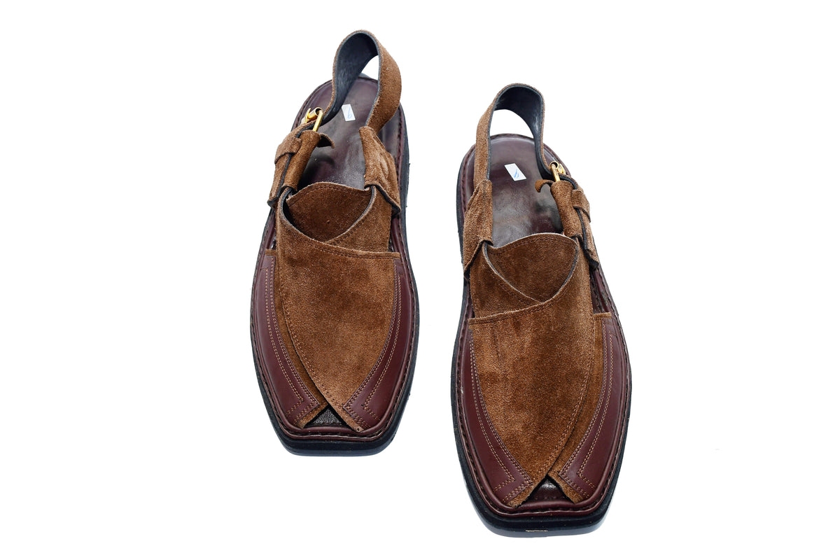 Soude Medium Sole Peshawari Chappal For Men Dark Brown