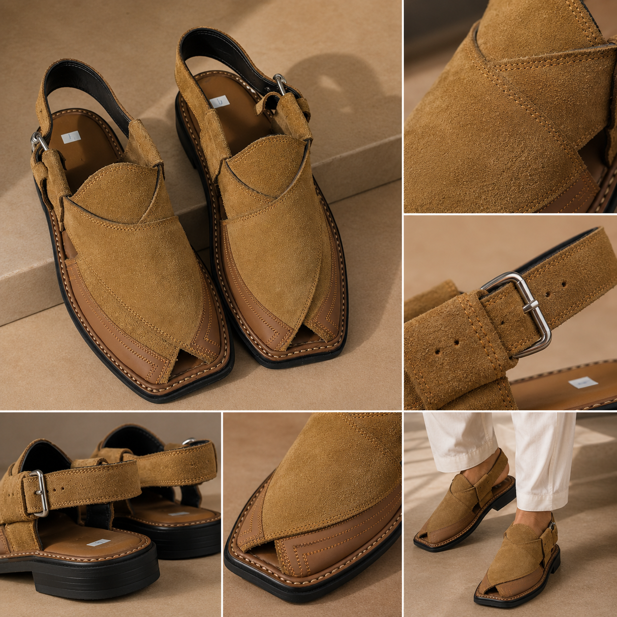 Desert™ Tan Suede Leather Peshawari Chappal