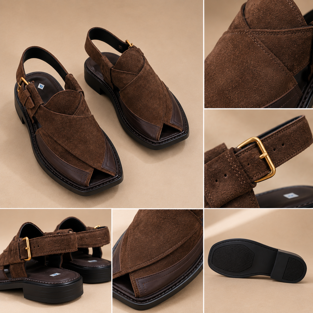 Espresso™ Dark Brown Suede Peshawari Chappal