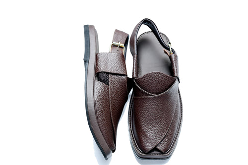 Burgundy™ Maroon Leather Peshawari Chappal