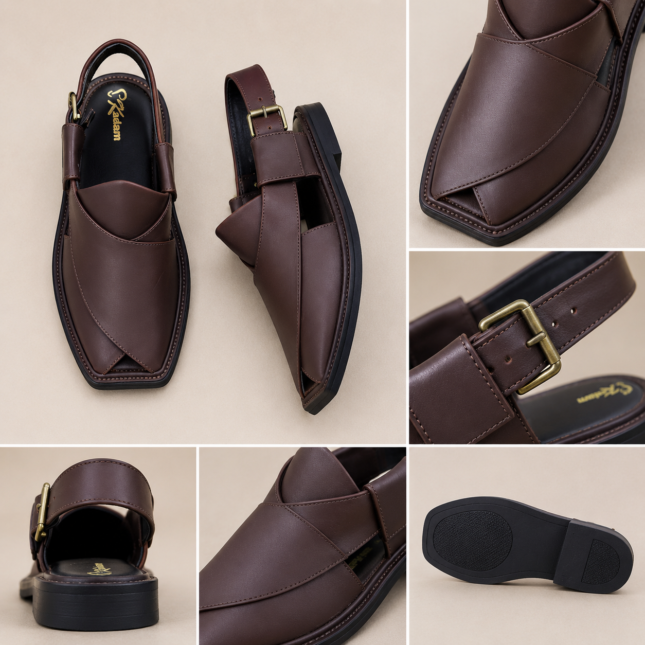 Classic™ Chocolate Brown Leather Peshawari Chappal