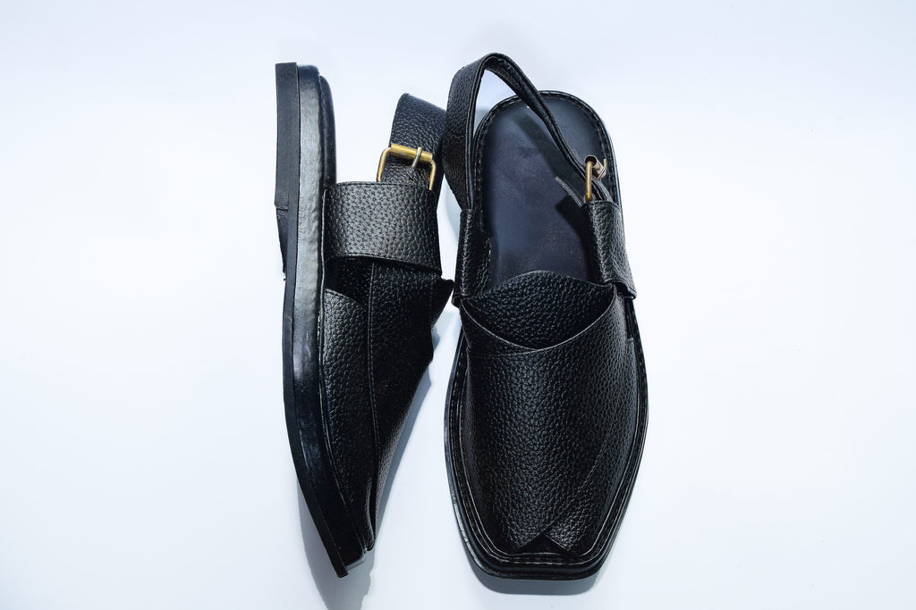 Dooted Medium Smart Zalmi Peshawari Chappal Black