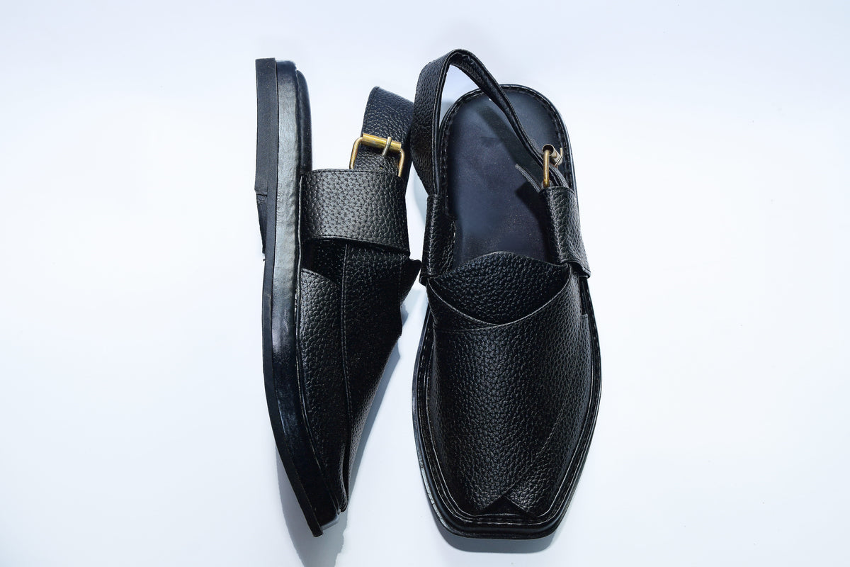 Dooted Medium Smart Zalmi Peshawari Chappal Black