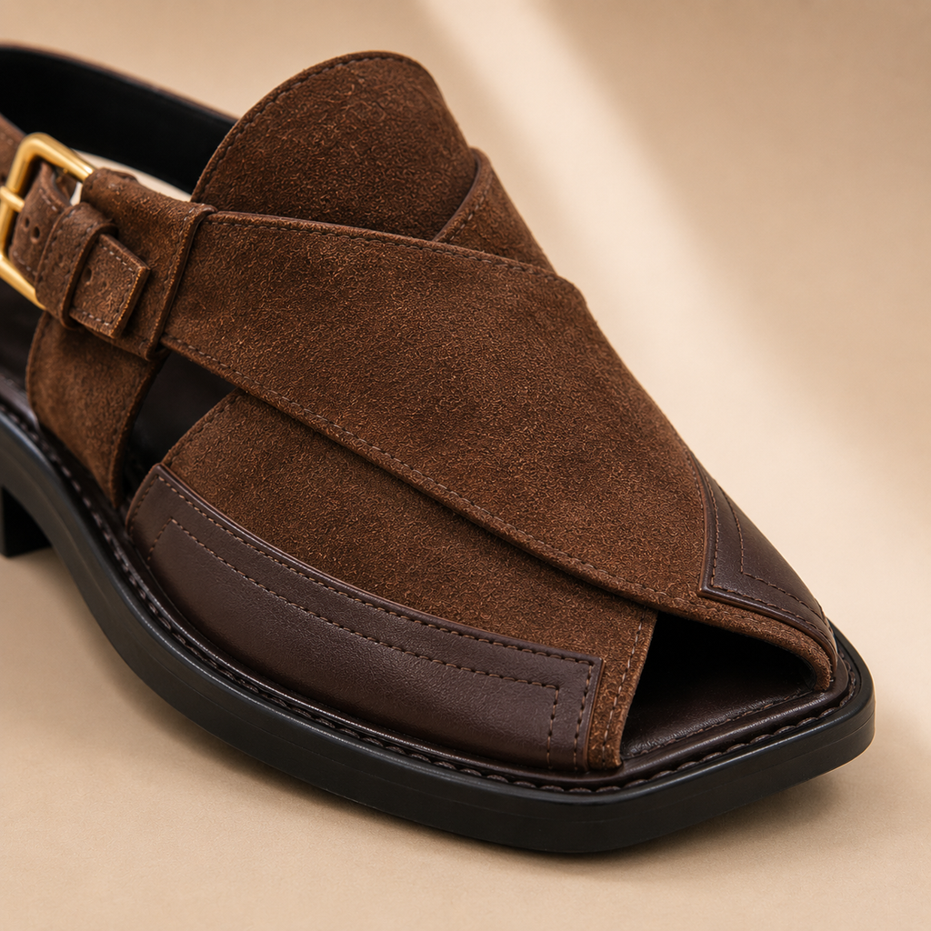 Espresso™ Dark Brown Suede Peshawari Chappal