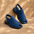 Azure™ Royal Blue Leather Peshawari Chappal