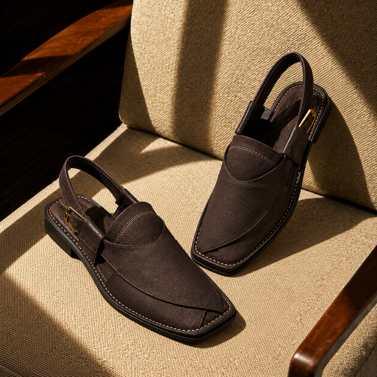 Walnut™ Dark Brown Leather Peshawari Chappal