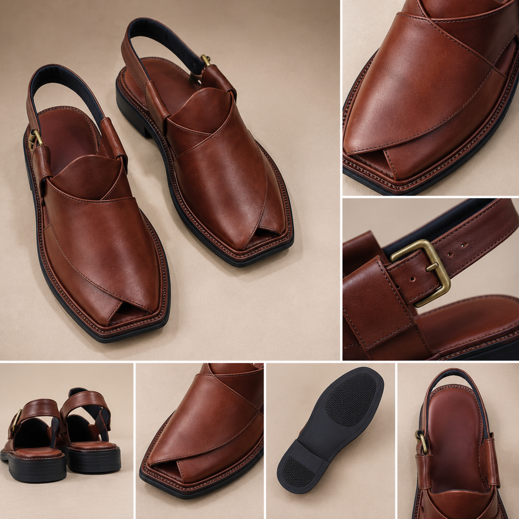 Classic Walnut™ Premium Leather Peshawari Chappal