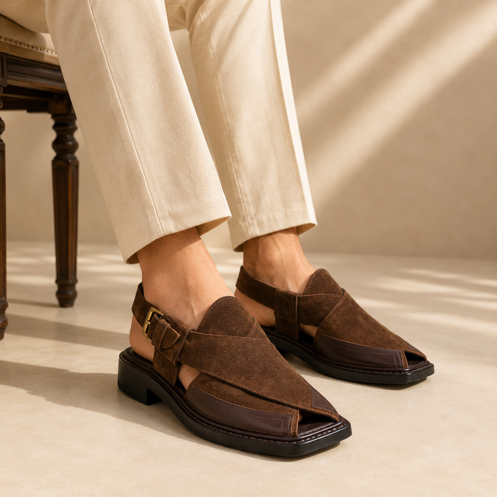 Espresso™ Dark Brown Suede Peshawari Chappal