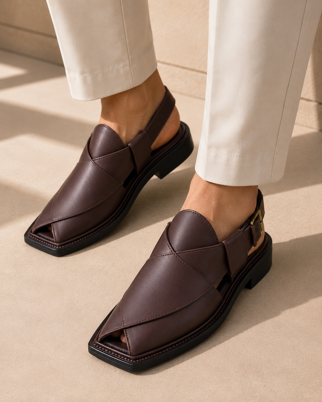 Midnight Elite™ Premium Leather Peshawari Chappal
