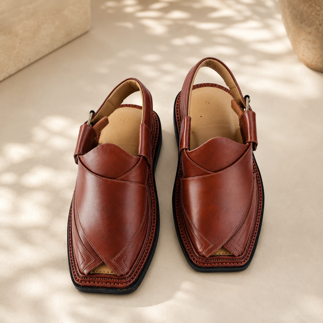 Royal Chestnut™ Premium Leather Peshawari Chappal
