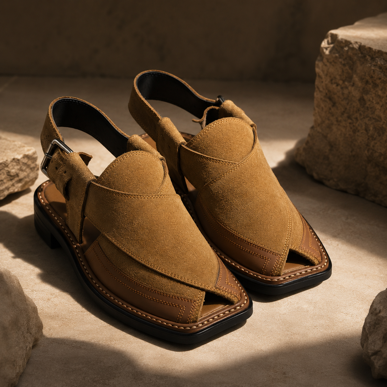 Desert™ Tan Suede Leather Peshawari Chappal
